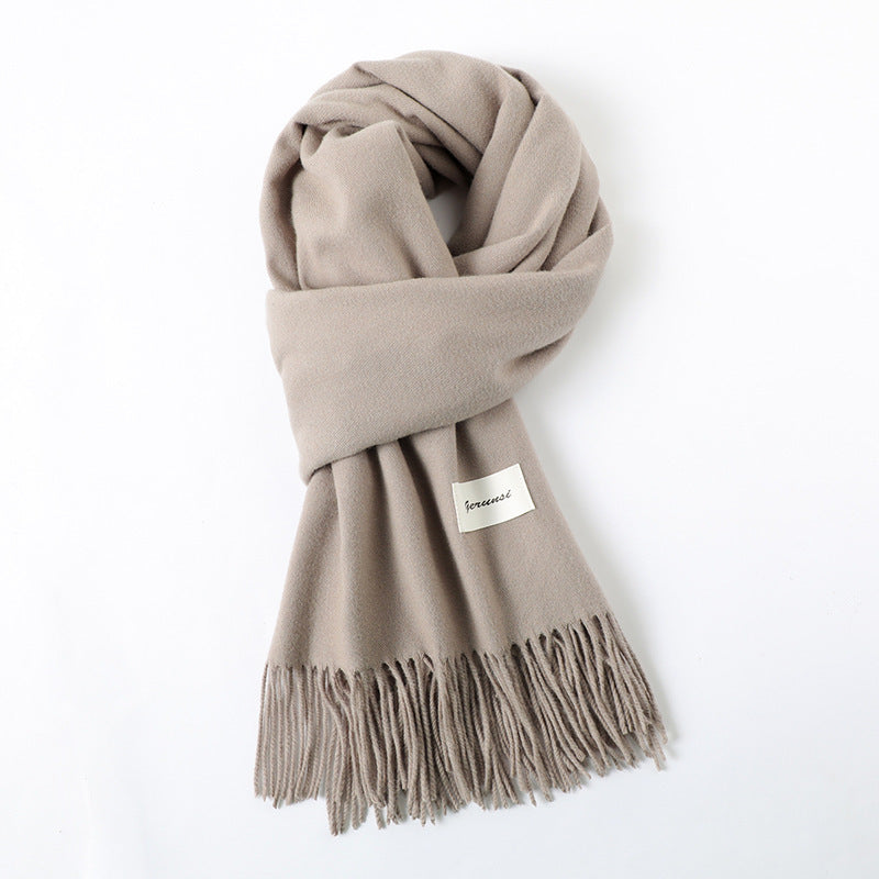 Simple Tassel Shawl Warm Artificial Cashmere Scarf