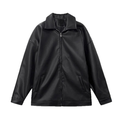 Mens Korean Leather Casual Baseball Jacket Sport Street Fusion