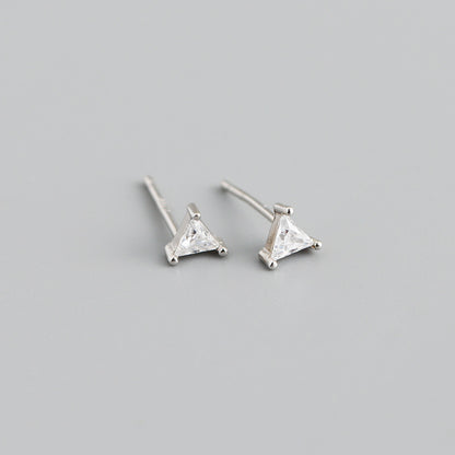 Simple Triangle Color Zircon Stud Earrings S925 Silver