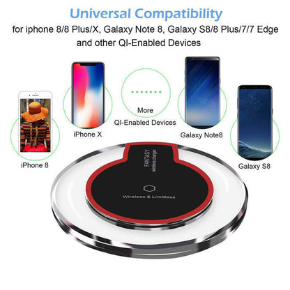 CrystalDock: Round Crystal Wireless Charging Dock with Receiver for Apple & Samsung