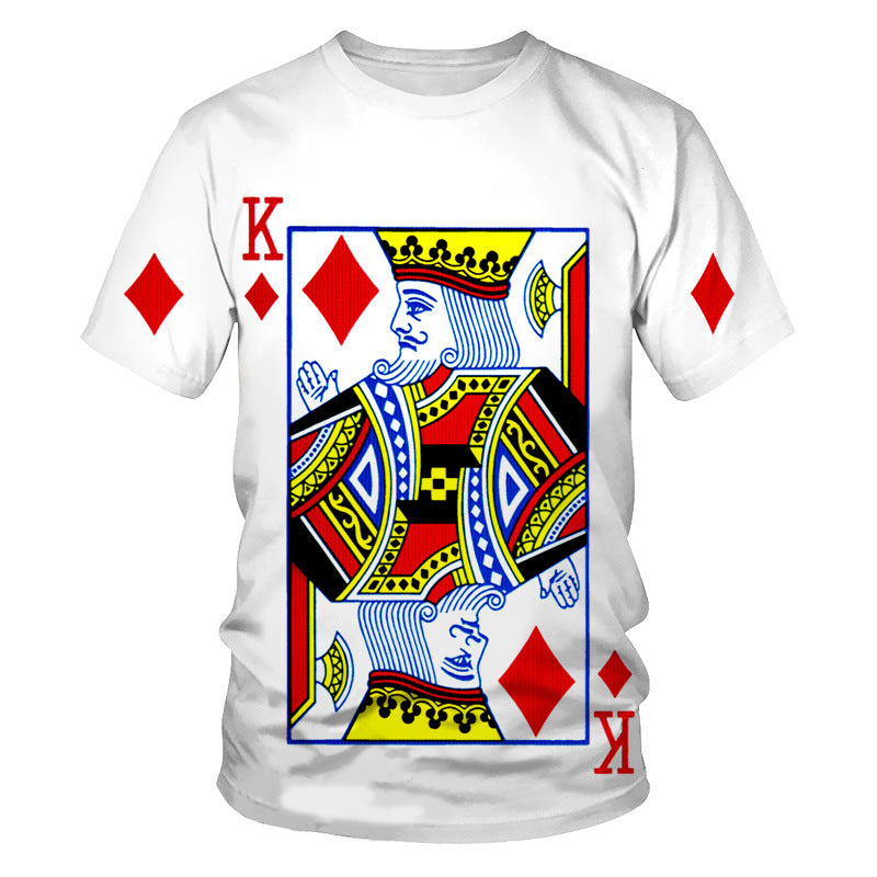 Poker Graphic 3D Digital Print Short Sleeve T-Shirt