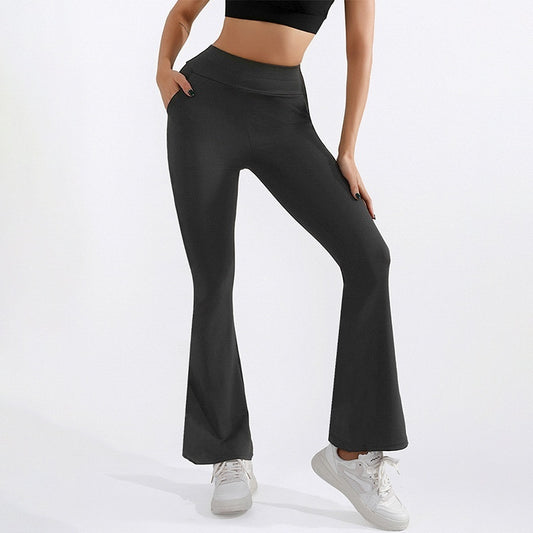 Women's High Waist Hip Lift Stretch Brushed Pocket Shark Pants
