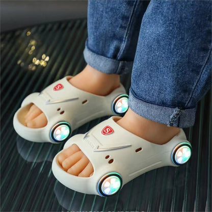 Luminous Galaxy: Glowing Cartoon Car Luminous Beach Shoes