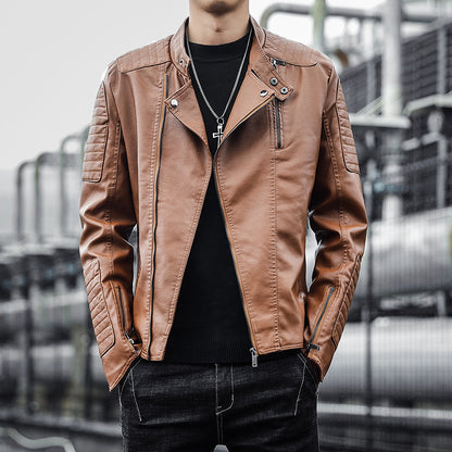 Mens Leather Jacket Coat Autumn Winter Rugged Premium Craft