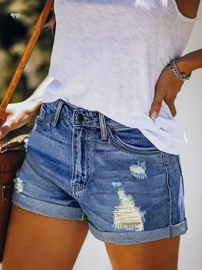 Plus Size Women's Fashion Spring Fold Stretch Shorts