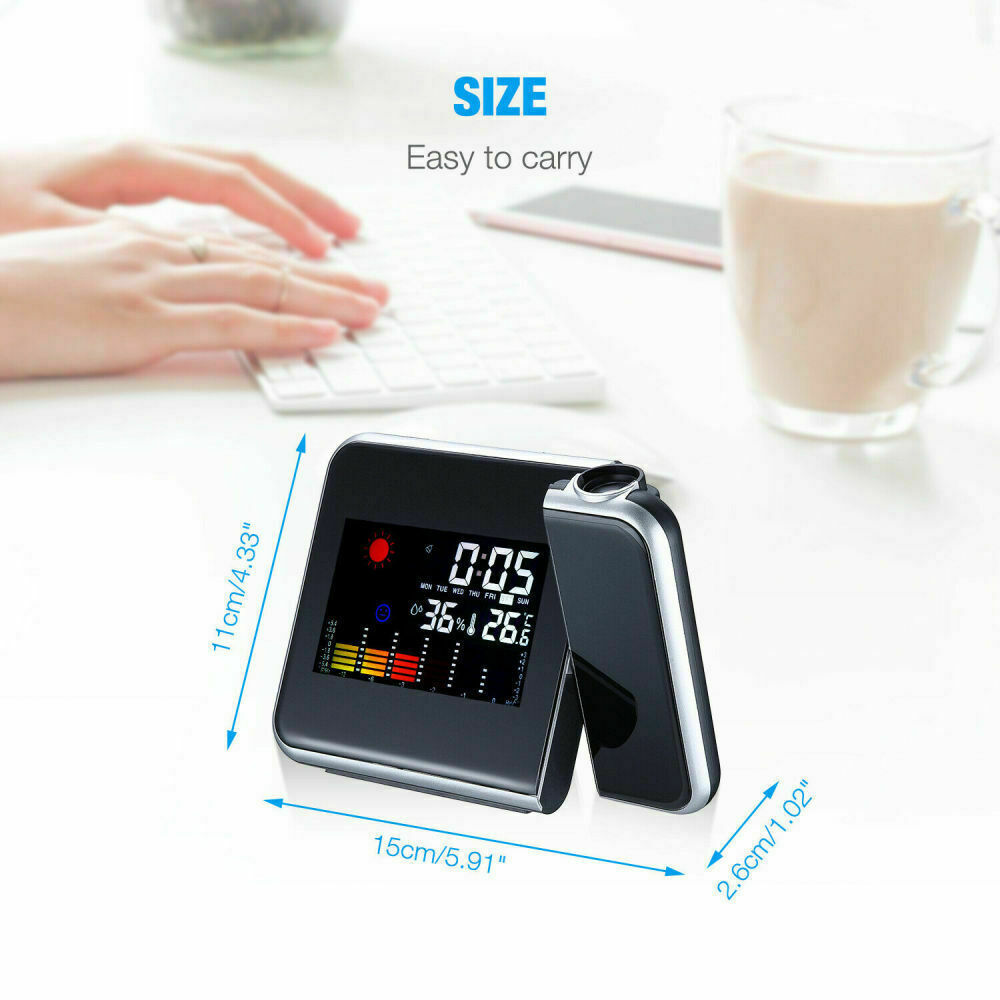 Smart Alarm Clock Digital LED Projector Temperature Time Projection LCD Display