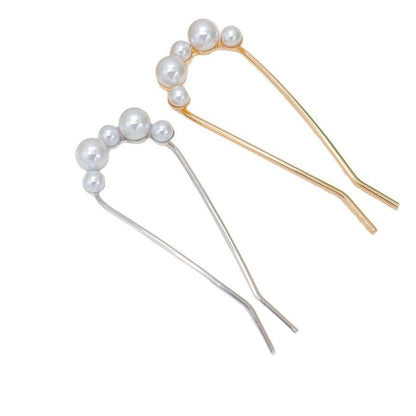 Fashion All-match Simple Pearl U-shaped Hair Clasp