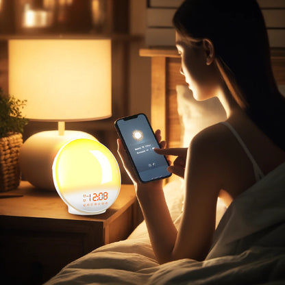 Smart Wake-up Light Alarm Clock Mobile APP Control Simulated Sunrise