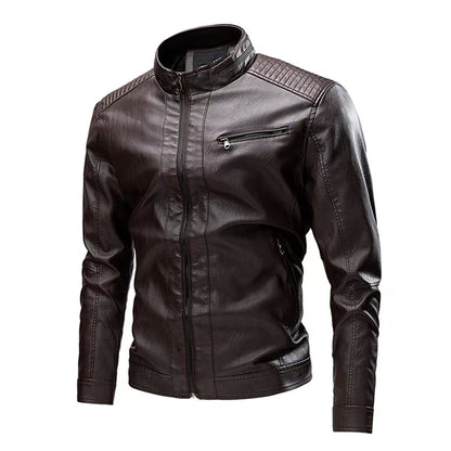 Spring Autumn Cross-Border Casual Mens Leather Stitching Motorcycle Retro Fashion Jacket Heritage Fusion