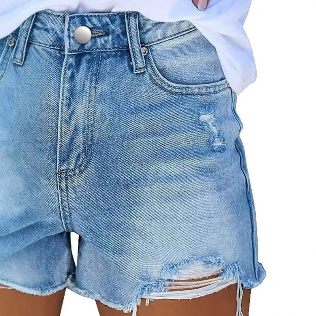 Women's Wash Hole Slim Fit All-matching Denim Shorts