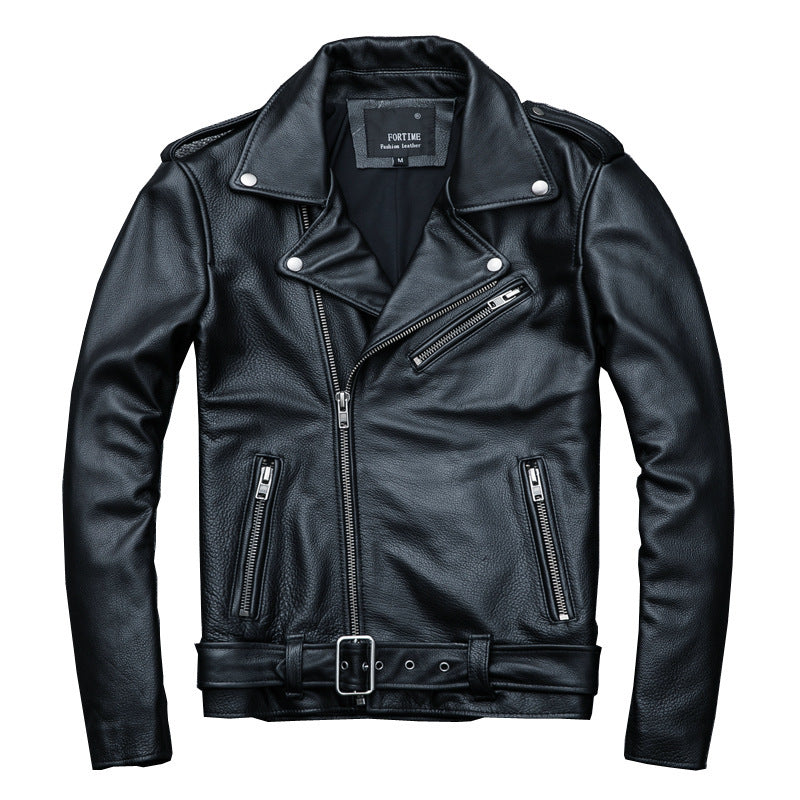 Pure Cowhide Biker Leather Jacket Authentic Premium Hide