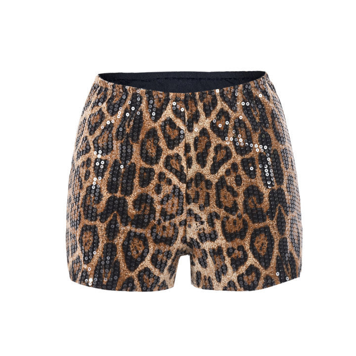 Leopard Print Elastic Waist Casual Shorts