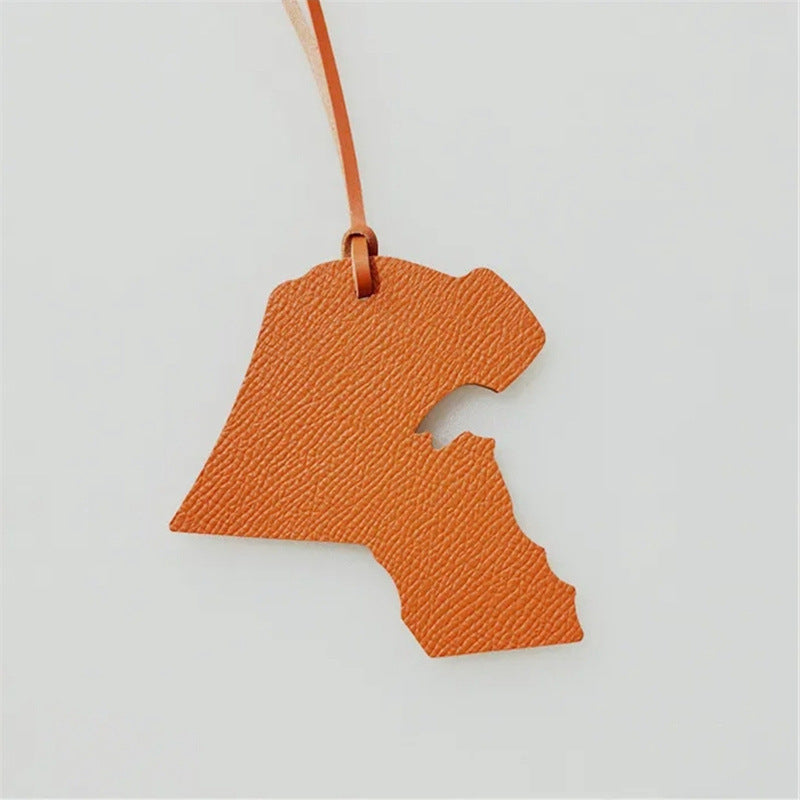 Map-shaped Leather Handbag Pendant