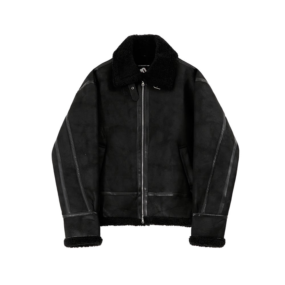 South Korea Fur Integrated Cotton Coat Loose Suede Lambswool Jacket Opulent Warmth