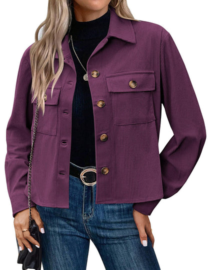 Women's Fashion Casual Short Short Corduroy Button Jacket