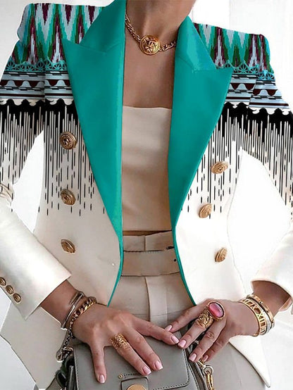 European And American Women's Clothing Fashion Printed Suit Slim Fit Small Suit