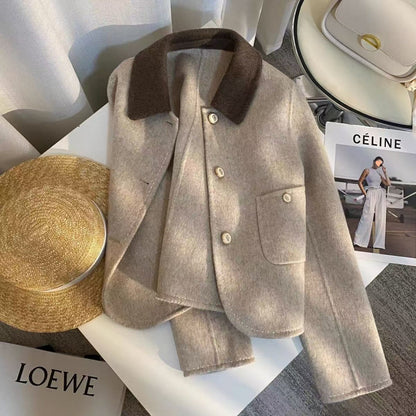 French Style Kafuu Beige Double-sided Coat For Women