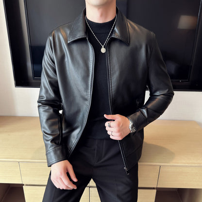 Leather Lapel Light Business Mens Jacket Professional Lightweight