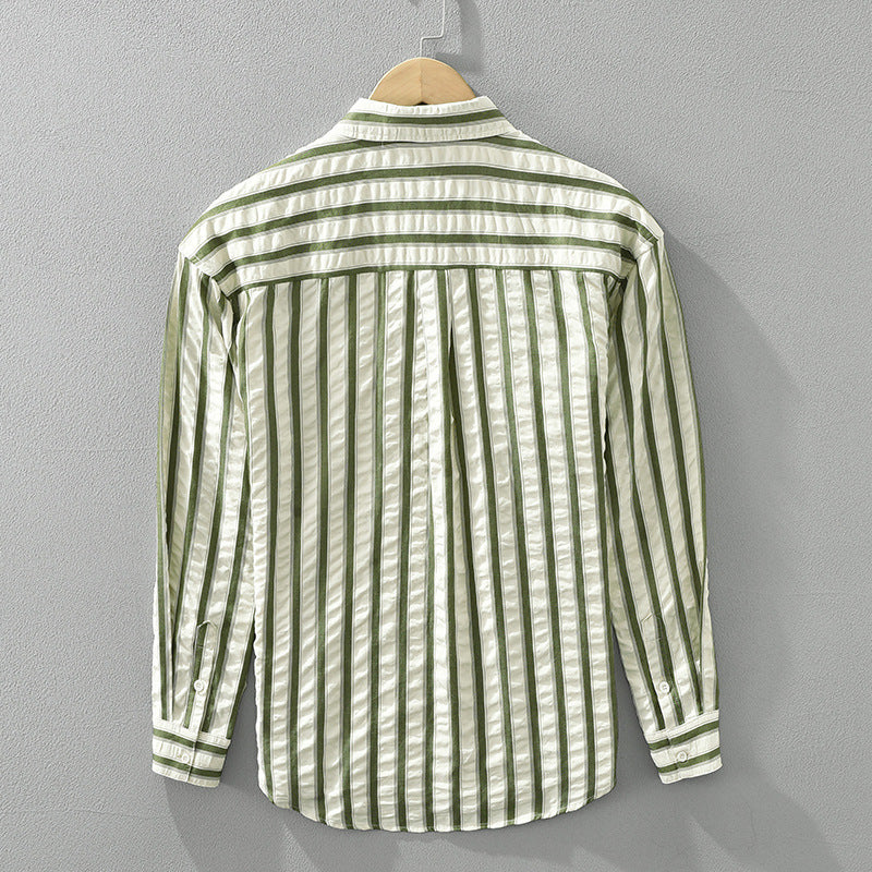 Japanese Minimalist Stripe Long Sleeve Fashion Shirt