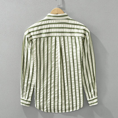 Japanese Minimalist Stripe Long Sleeve Fashion Shirt