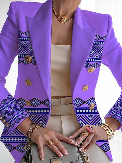 European And American Women's Clothing Fashion Printed Suit Slim Fit Small Suit