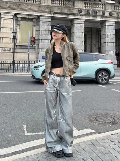 American Retro Rubbing Color To Make Old Straight Jeans