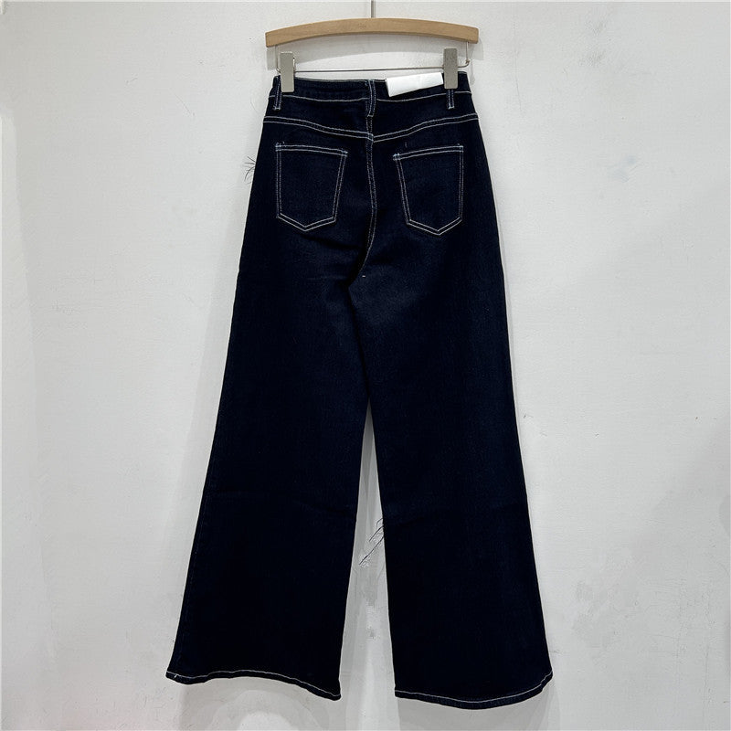 European And American Niche Three-dimensional Feather Rose Flower Jeans