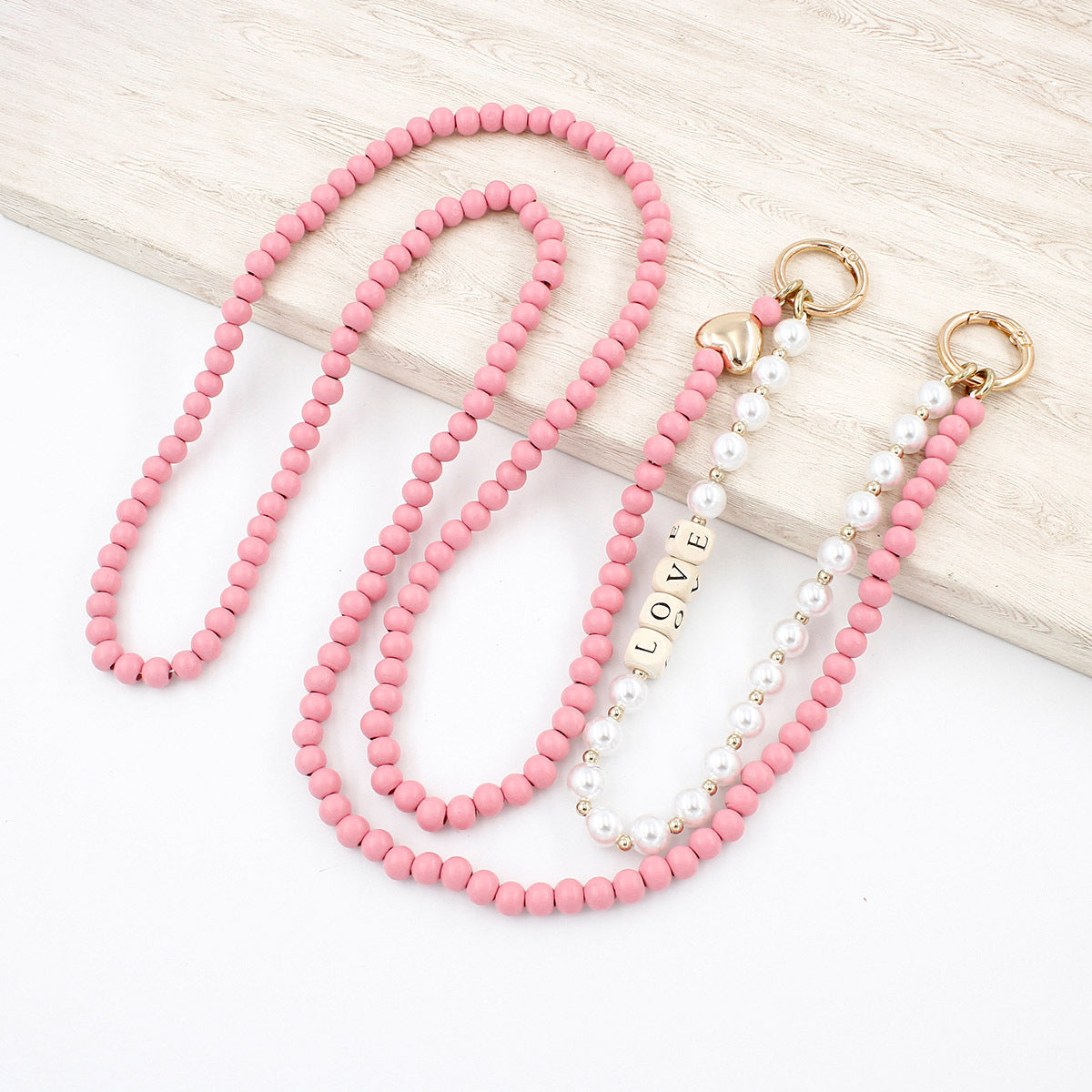 Autumn And Winter Wooden Bead Bag Chain Letter Double Layer