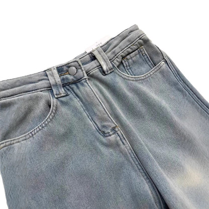 Autumn And Winter Fleece-lined Warm Straight Jeans For Women