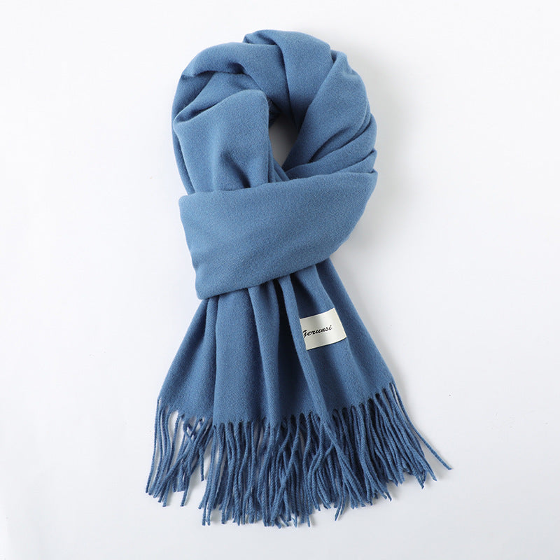 Simple Tassel Shawl Warm Artificial Cashmere Scarf