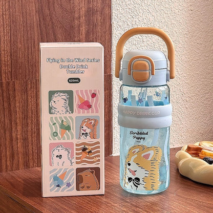 Summer Large Capacity High Temperature Resistant Plastic Double Drinking Water Bottle