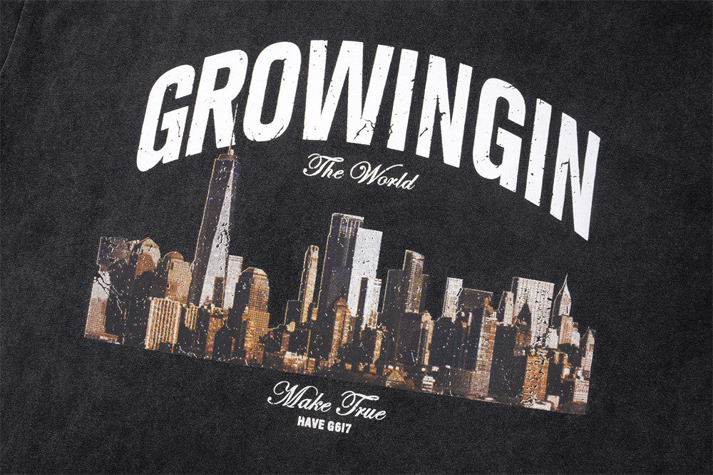 City Landscape Printed Short-sleeved T-shirt Men