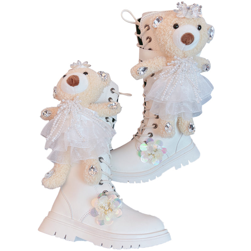 The Leather Bear: New Style Girls’ Bear Motif Boots