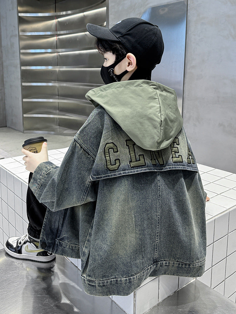 The Rugged Indigo: Older Boy Fleece-Lined Denim Performance Coat