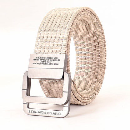 Alloy Double Ring Buckle Woven Nylon Tactical Sports Outdoor Waist Belt