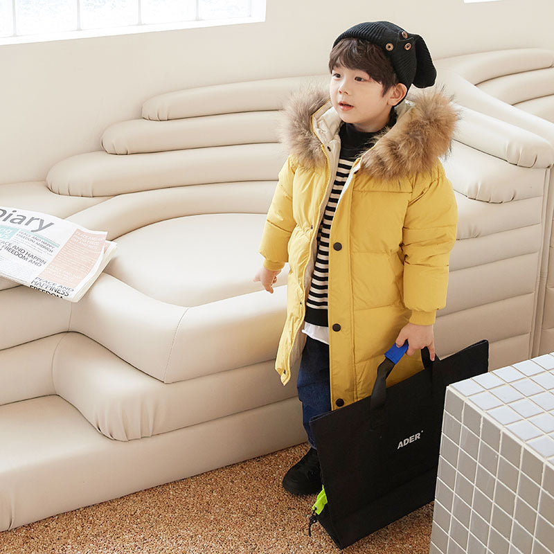 The Arctic Crest: Big Fur Collar Mid-Length Thickened Winter Coat