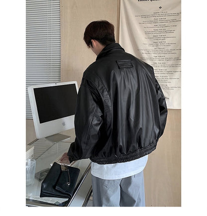 Vintage Motorcycle Leather Coat Mens Autumn Timeless Rider Style