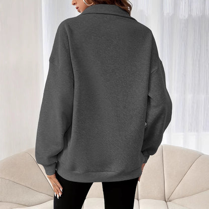 Autumn And Winter Loose Long Sleeve Half Zipper Sweater