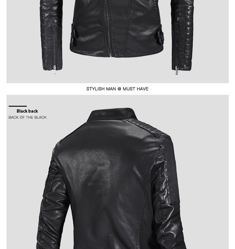 Trendy Leather Jacket Mens Fleece-Lined PU Jacket Contemporary Warmth