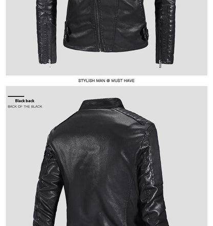 Trendy Leather Jacket Mens Fleece-Lined PU Jacket Contemporary Warmth