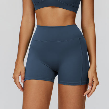 Brushed Yoga Shorts High Waist Slim Fit Sports Shorts
