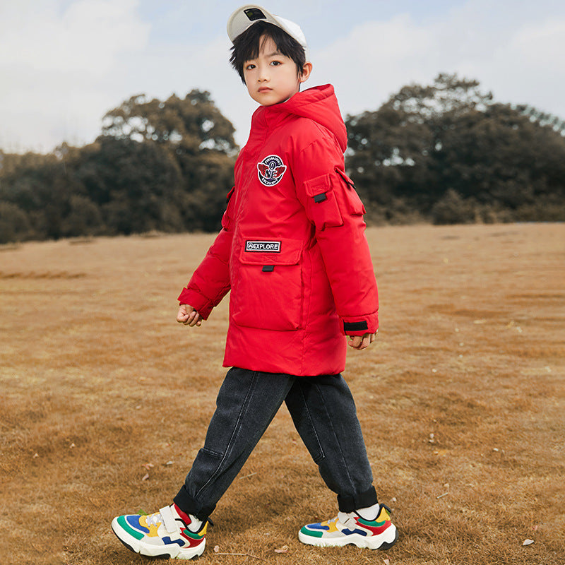 The Solid Down: Fashion Solid-Color Mid-Length Down Jacket