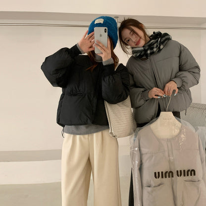 Gray Small Short Down Jacket Plus Size Women