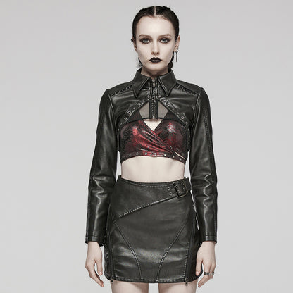 Women's Dark Sweet Cool Short Leather Coat