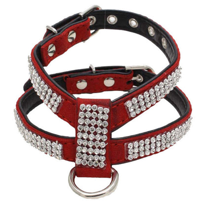 Small Dog K-shaped Rhinestone Pet Hand Holding Rope Chest Strap Suit