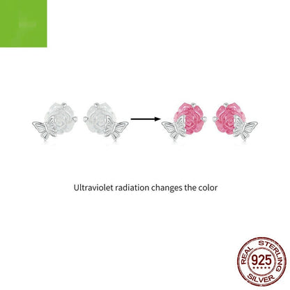 Romantic And Elegant S925 Sterling Silver Flower Ear Studs