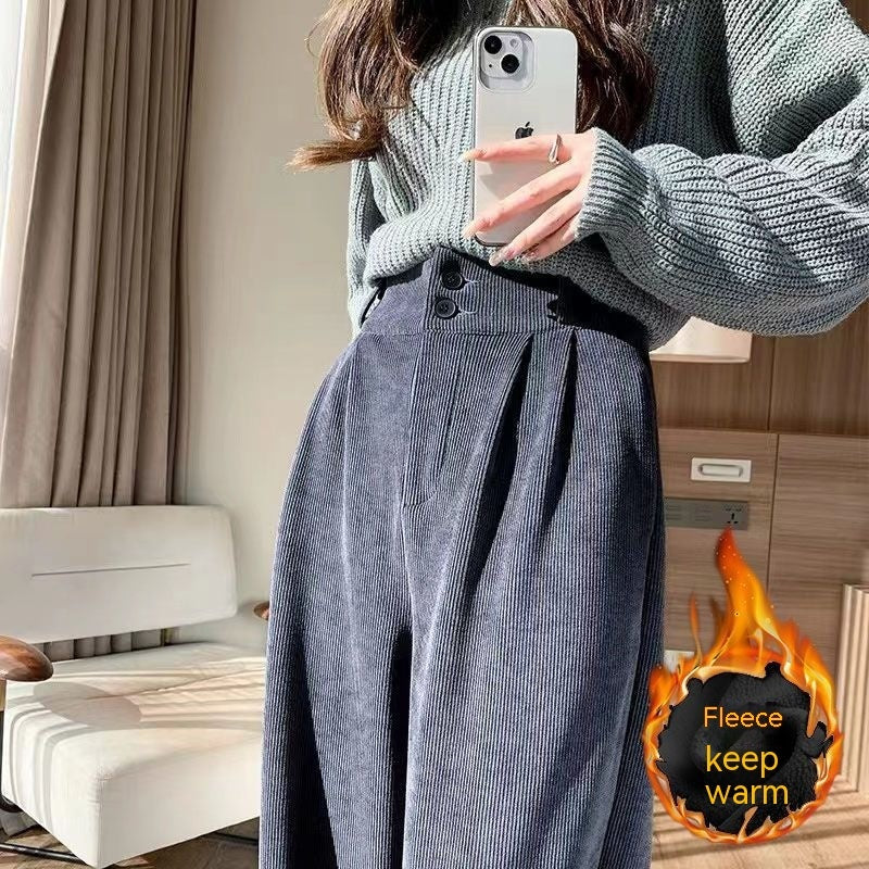 Chenille Fleece Wide-leg Pants Women