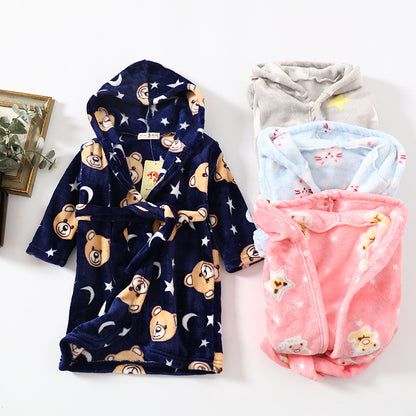 The Coral Night: Children’s Flannel Hoodie Night-Robe