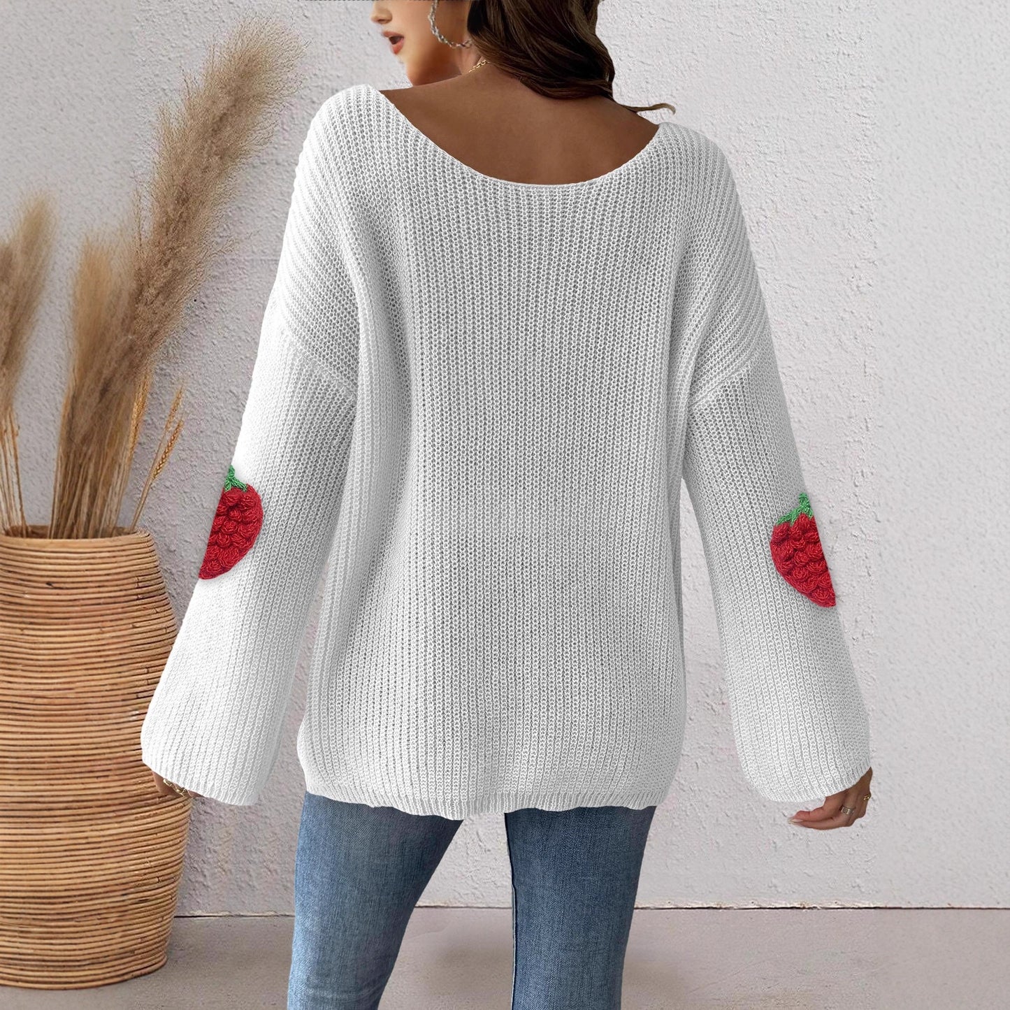 Women's Simple Loose Off Shoulder Off-the-shoulder Flared Sleeves Sweater