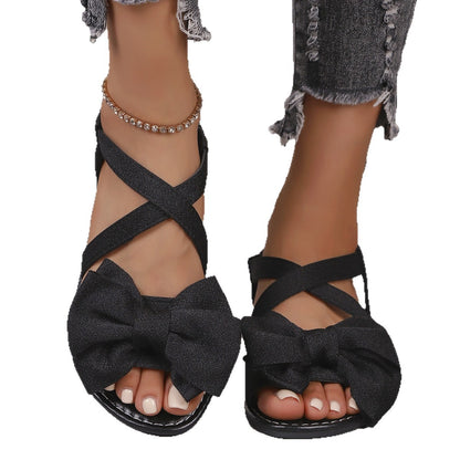 Women's Fashion Bowknot Casual Flat Plus Size Sandals